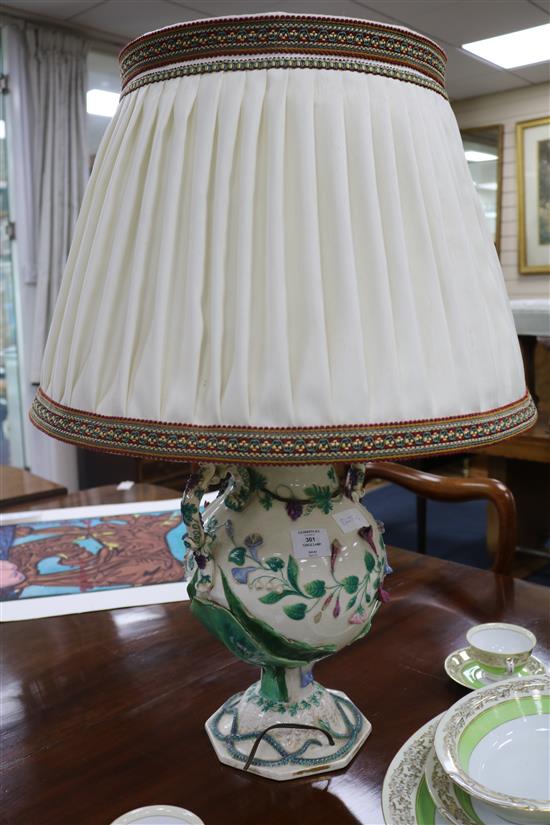 A large Rorstrand pottery vase mounted as a lamp
